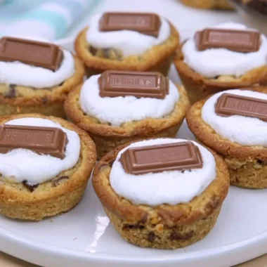 Delicious S’Mores Cookie Cups made with 4 simple ingredients.