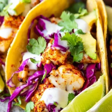 Delicious Baja fish tacos topped with fresh salsa and cilantro
