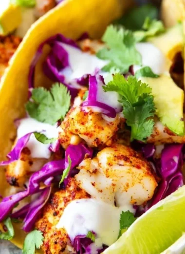 Delicious Baja fish tacos topped with fresh salsa and cilantro