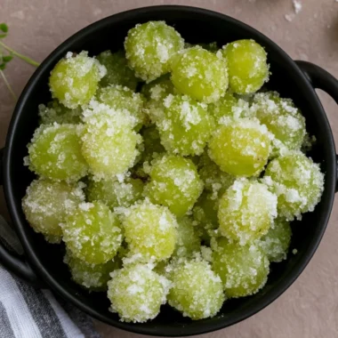 Delicious candied frozen sour grapes ready to enjoy