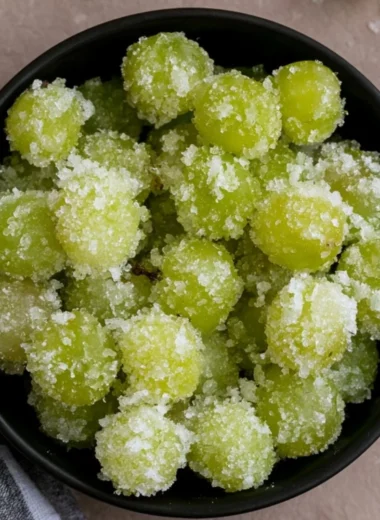 Delicious candied frozen sour grapes ready to enjoy