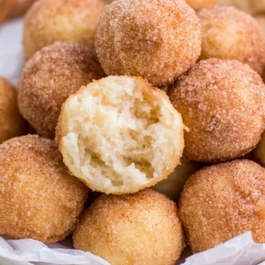 Delicious Churros Poppers served with a chocolate dipping sauce.