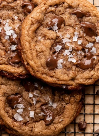Delicious homemade coffee cookies with chocolate chips on a plate