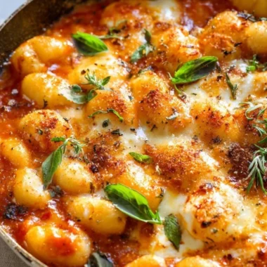 Comforting bowl of cozy gnocchi with rich tomato sauce