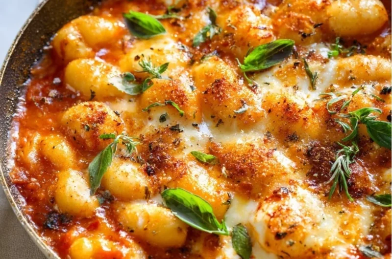 Comforting bowl of cozy gnocchi with rich tomato sauce