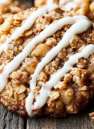 Delicious apple crisp cookies on a rustic wooden table