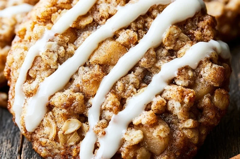 Delicious apple crisp cookies on a rustic wooden table