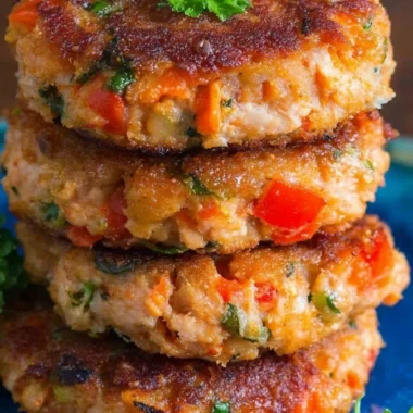 Cozy salmon patties served on a plate with fresh greens and dipping sauce