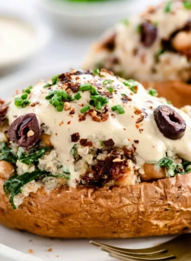 Cozy vegan stuffed sweet potatoes filled with delicious and healthy ingredients