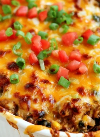 Healthy Weight Watchers Taco Casserole dish served in a cozy setting.