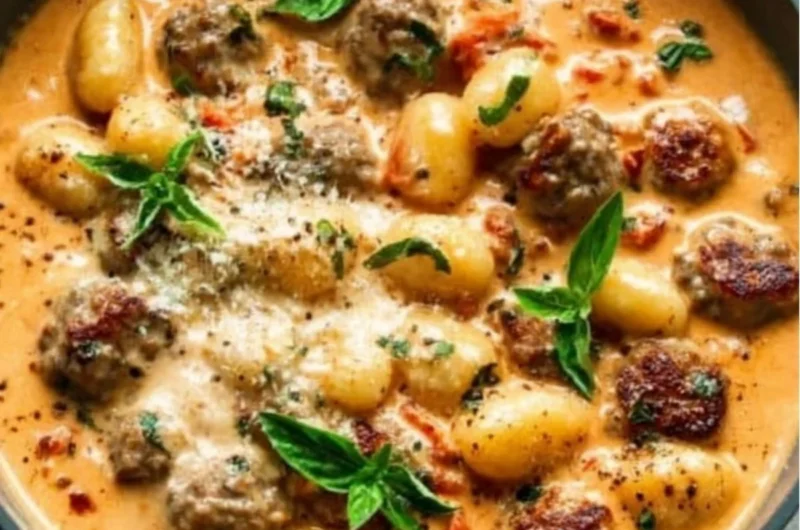 Creamy gnocchi with sausage in a delicious sauce