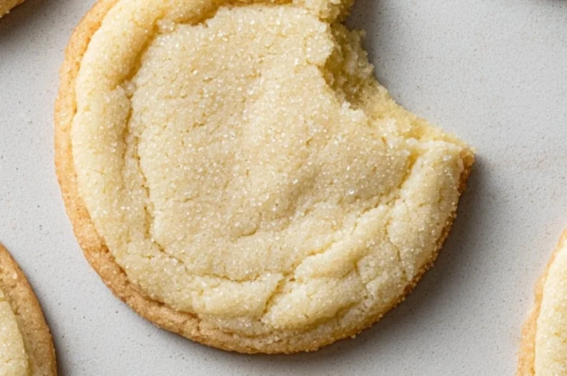 Plate of soft and chewy sugar cookies decorated with colorful sprinkles