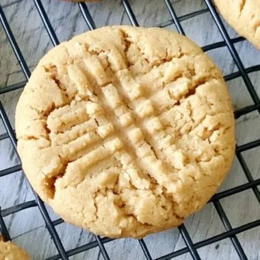 Batch of soft peanut butter cookies on a cooling rack