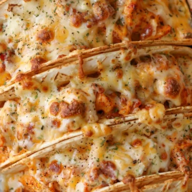 Cozy baked chicken bacon ranch tacos served on a plate with toppings