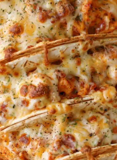 Cozy baked chicken bacon ranch tacos served on a plate with toppings