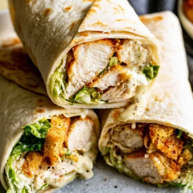 Delicious Chicken Caesar wrap ready to be served
