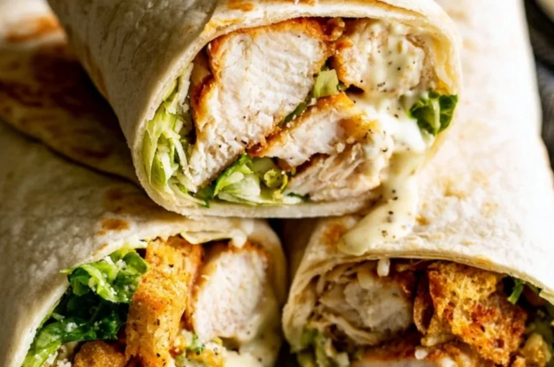 Delicious Chicken Caesar wrap ready to be served