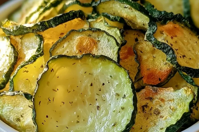 Crunchy ranch cucumber chips in a bowl, ideal healthy snack option.