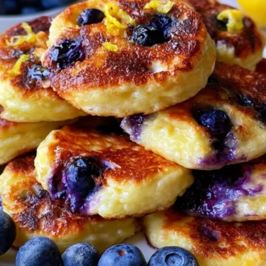 Easy lemon blueberry pancakes made with cottage cheese, ready in 15 minutes