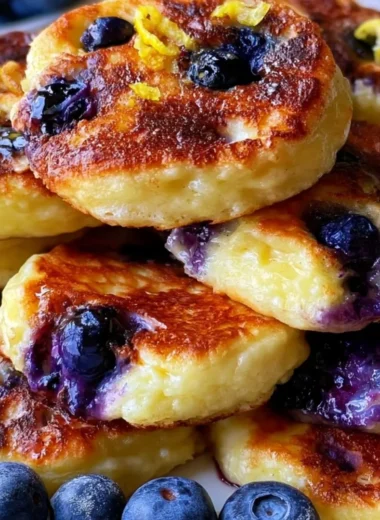 Easy lemon blueberry pancakes made with cottage cheese, ready in 15 minutes