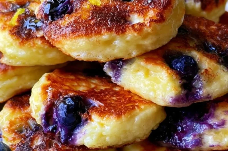 Easy lemon blueberry pancakes made with cottage cheese, ready in 15 minutes