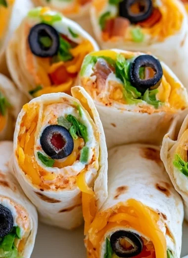 Taco cream cheese pinwheels on a platter garnished with cilantro.