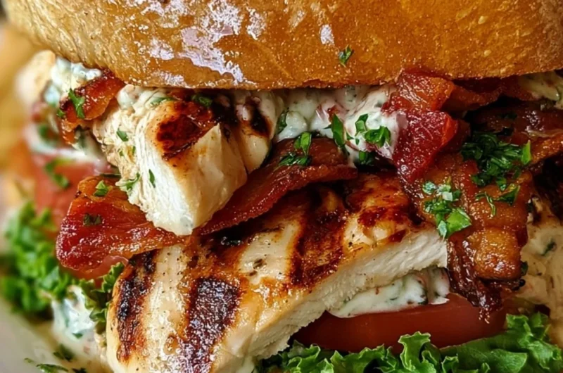 Ultimate loaded chicken club sandwich with fresh ingredients and crispy bacon.