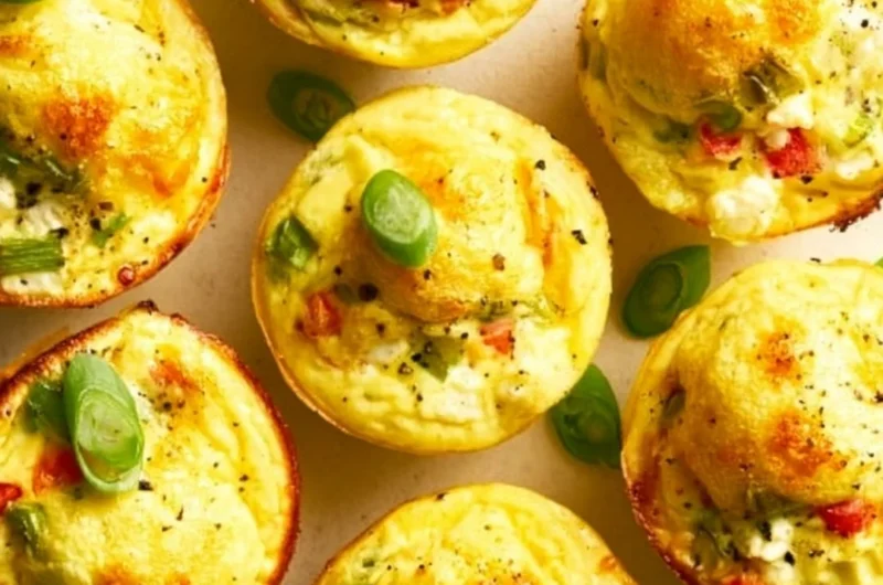 Veggie and egg muffins baked with fresh vegetables and herbs