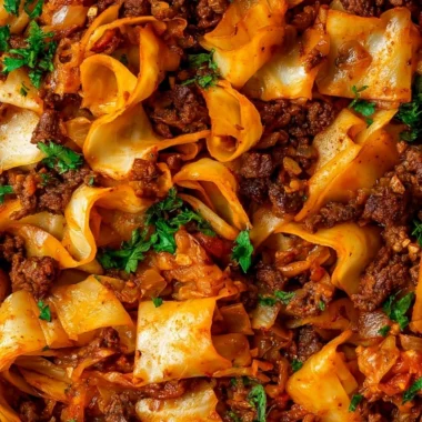 Cozy dish featuring cabbage and ground beef for a comforting weeknight dinner