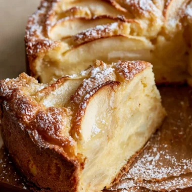 Golden and cozy French Apple Cake with apples and spices