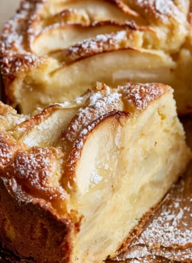 Golden and cozy French Apple Cake with apples and spices