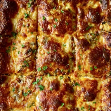 Invisible butternut squash, spinach, and mushroom lasagna in a baking dish