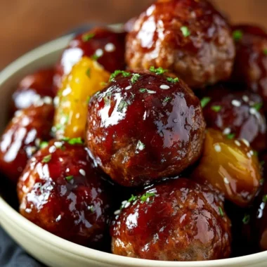 Slow cooker teriyaki meatballs served with scallions