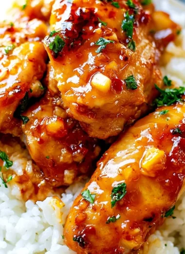 Delicious honey garlic chicken dish, ready in 20 minutes, served on a plate.