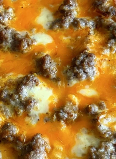 Delicious Christmas morning casserole served with festive garnishes.