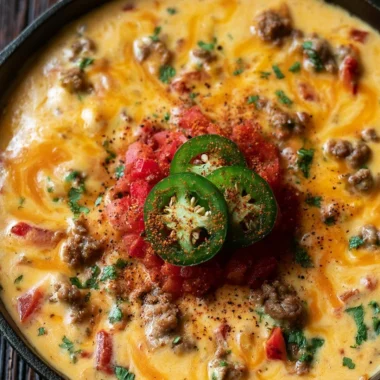Delicious Cowboy Cheese Dip served in a bowl with tortilla chips