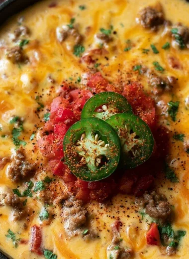 Delicious Cowboy Cheese Dip served in a bowl with tortilla chips