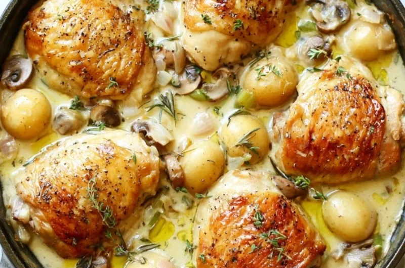 Delicious French chicken casserole fresh out of the oven