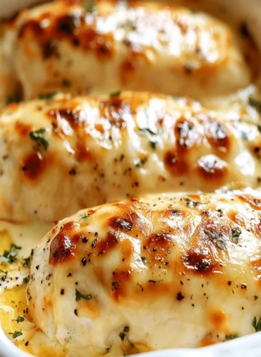 Delicious baked cream cheese chicken dish with garnishes