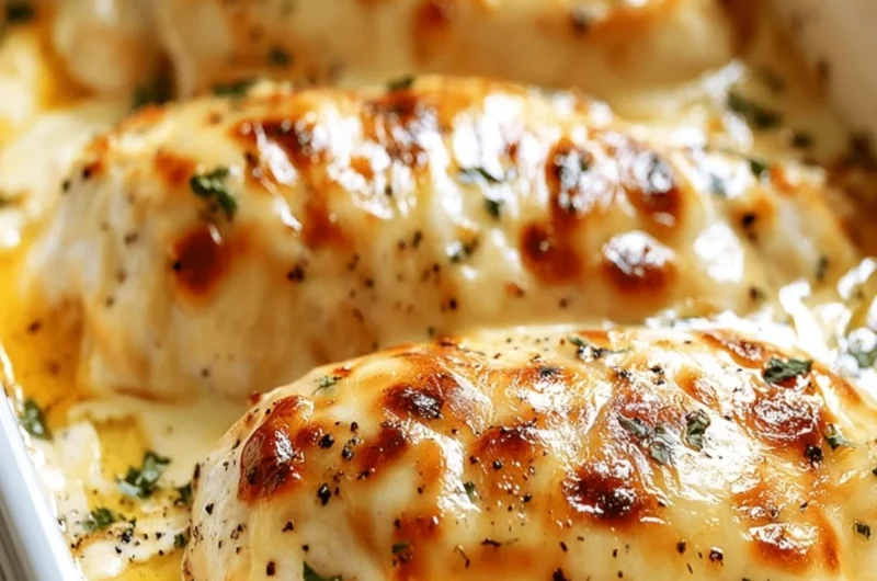 Delicious baked cream cheese chicken dish with garnishes
