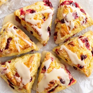 Delicious cranberry orange scones with cranberries and fresh orange zest