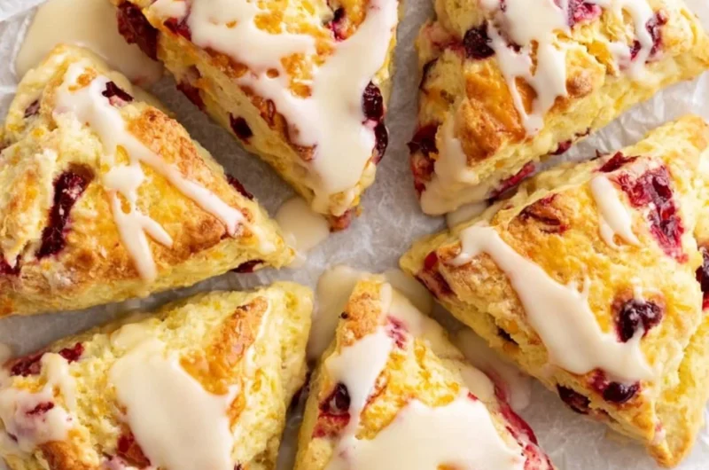 Delicious cranberry orange scones with cranberries and fresh orange zest