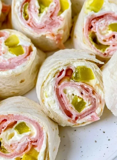 Pickle Dip Pinwheels: Delicious appetizers made with creamy pickle dip.