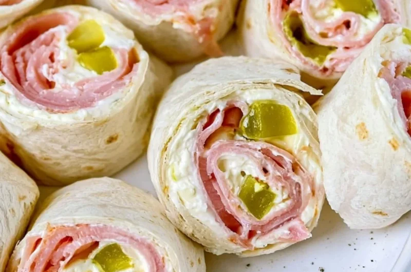 Pickle Dip Pinwheels: Delicious appetizers made with creamy pickle dip.