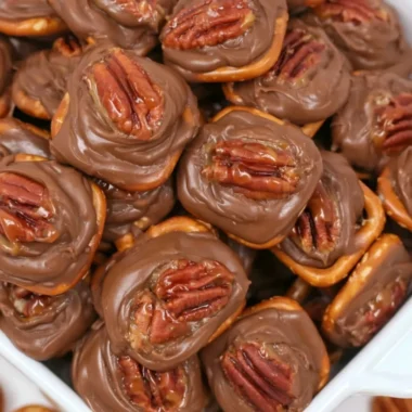 Easy and delicious Rolo Pretzel Bites dessert recipe with chocolate and pretzels