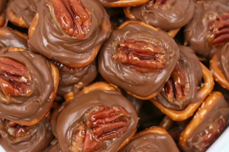 Easy and delicious Rolo Pretzel Bites dessert recipe with chocolate and pretzels