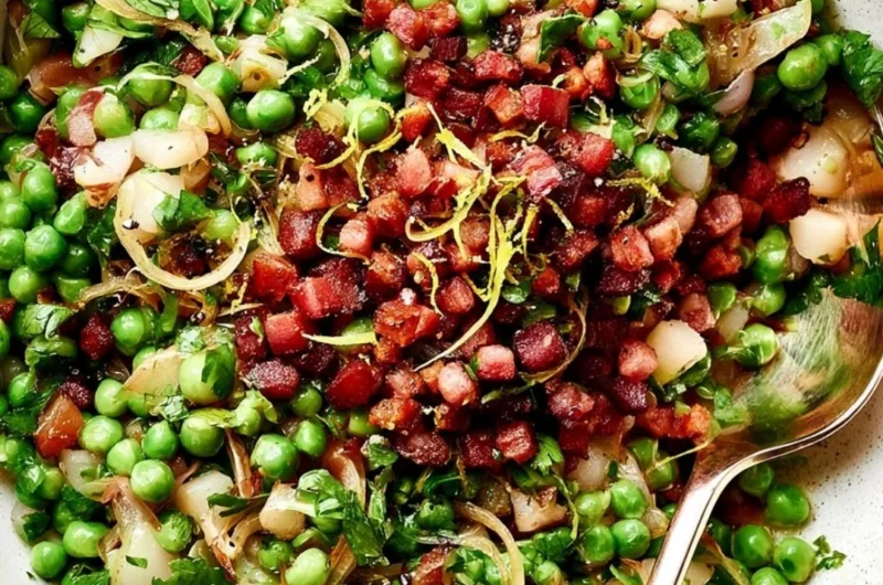 Thanksgiving peas side dish served on a festive table